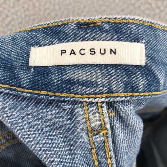 PacSun Jeans Womens 24 Blue High Rise Straight Distressed Light Wash Button Fly - Picture 5 of 12